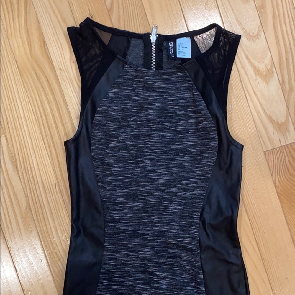 H&M Black Bodycon Dress w/ Leather Detailing